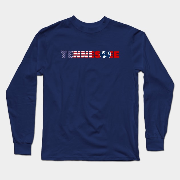 Tennessee State Flag/American Flag logo Long Sleeve T-Shirt by ElevenGraphics